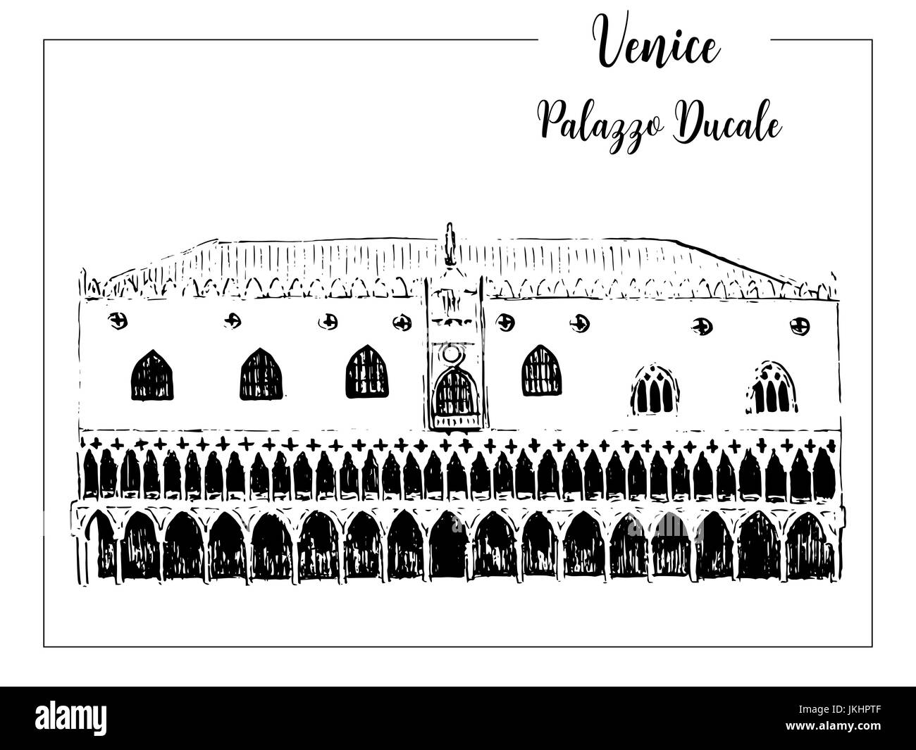 Palazzo Ducale o Palazzo ducale. disegno vettoriale. Venezia Illustrazione Vettoriale