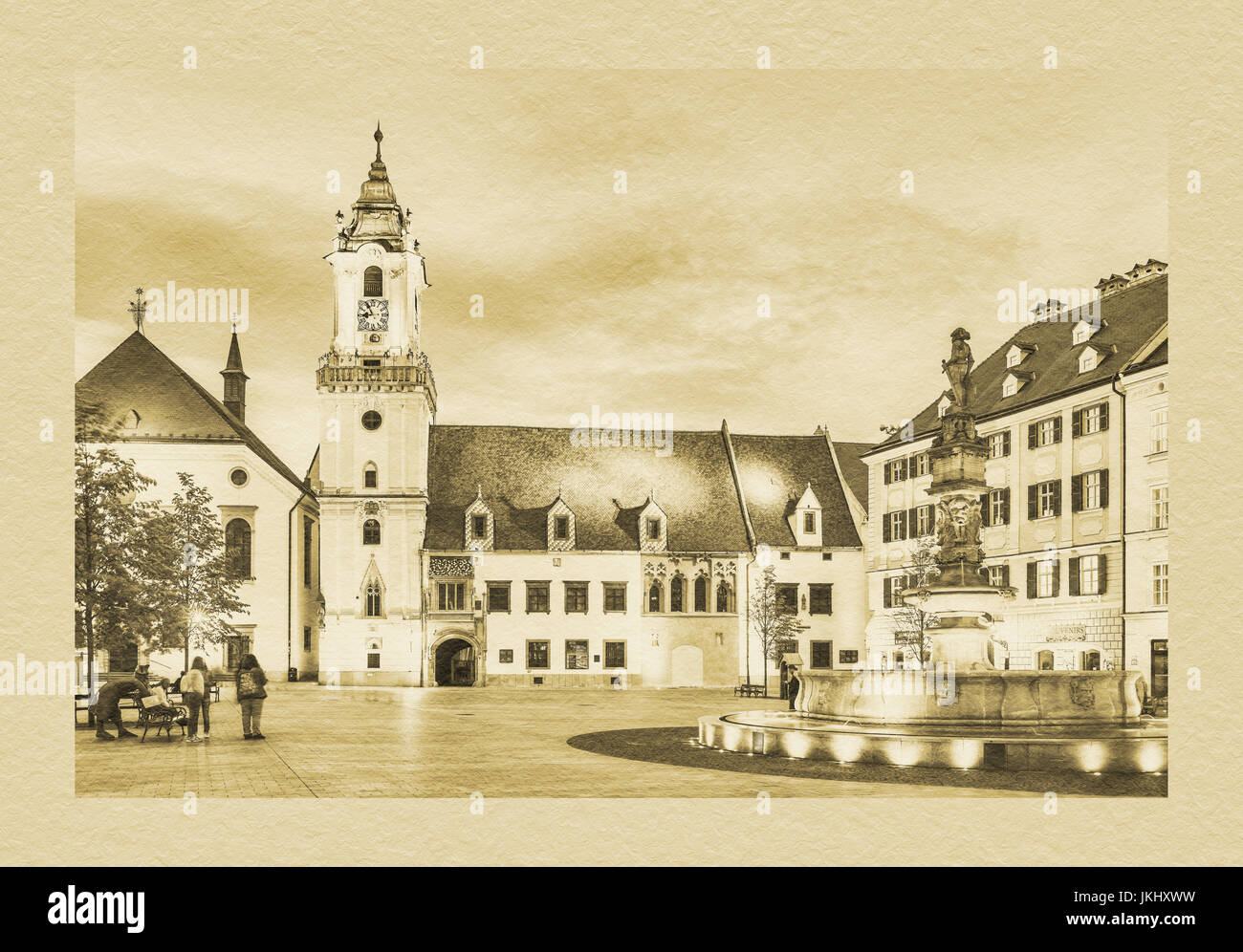 Il municipio della città vecchia è uno dei più antichi edifici di Bratislava costruita di pietra. Si trova presso la piazza principale della città vecchia, Slovacchia, Europa Foto Stock