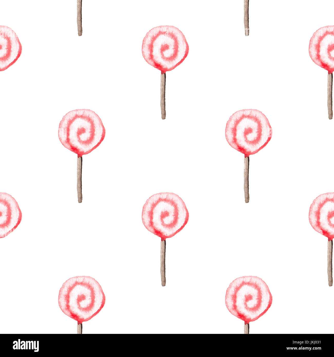 Disegnata a mano Valentine acquerello seamless pattern con lecca-lecca Foto Stock