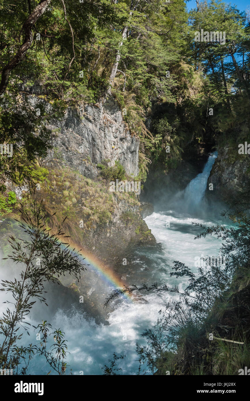 Los Alerces cascata nel Parco Nazionale Nahuel Huapi, Argentina Foto Stock