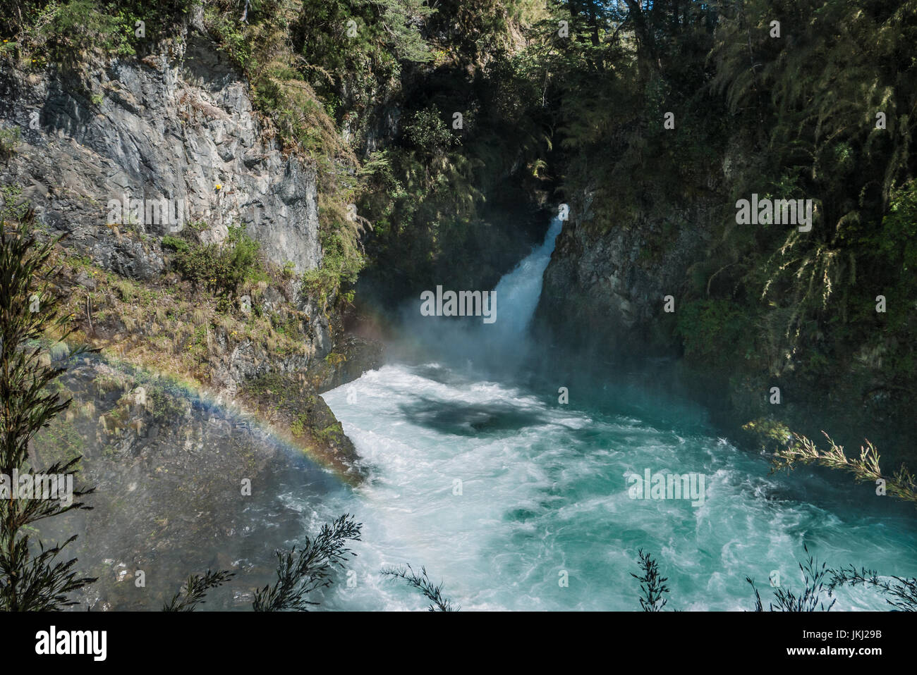 Los Alerces cascata nel Parco Nazionale Nahuel Huapi, Argentina Foto Stock