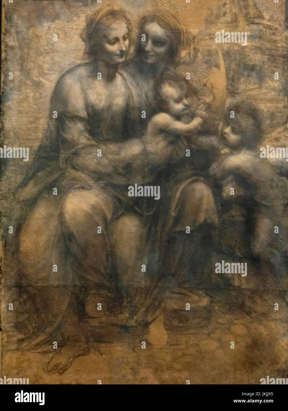 La Vergine con il Bambino e Sant'Anna e San Giovanni Battista, circa 1500 - Leonardo da Vinci Foto Stock
