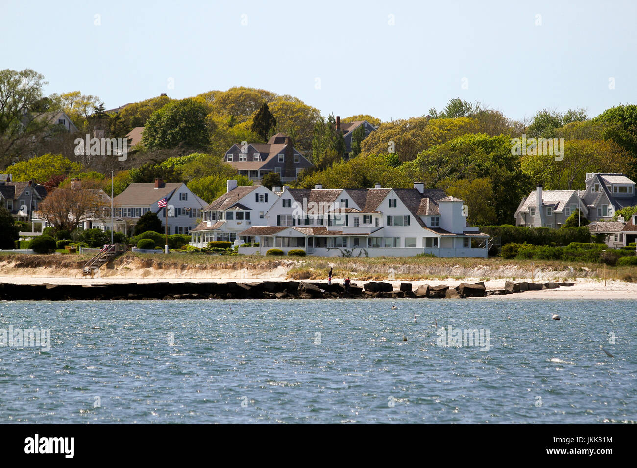Una vista del Kennedy composto da acqua e di Cape Cod, Massachusetts, Stati Uniti, America del Nord Foto Stock