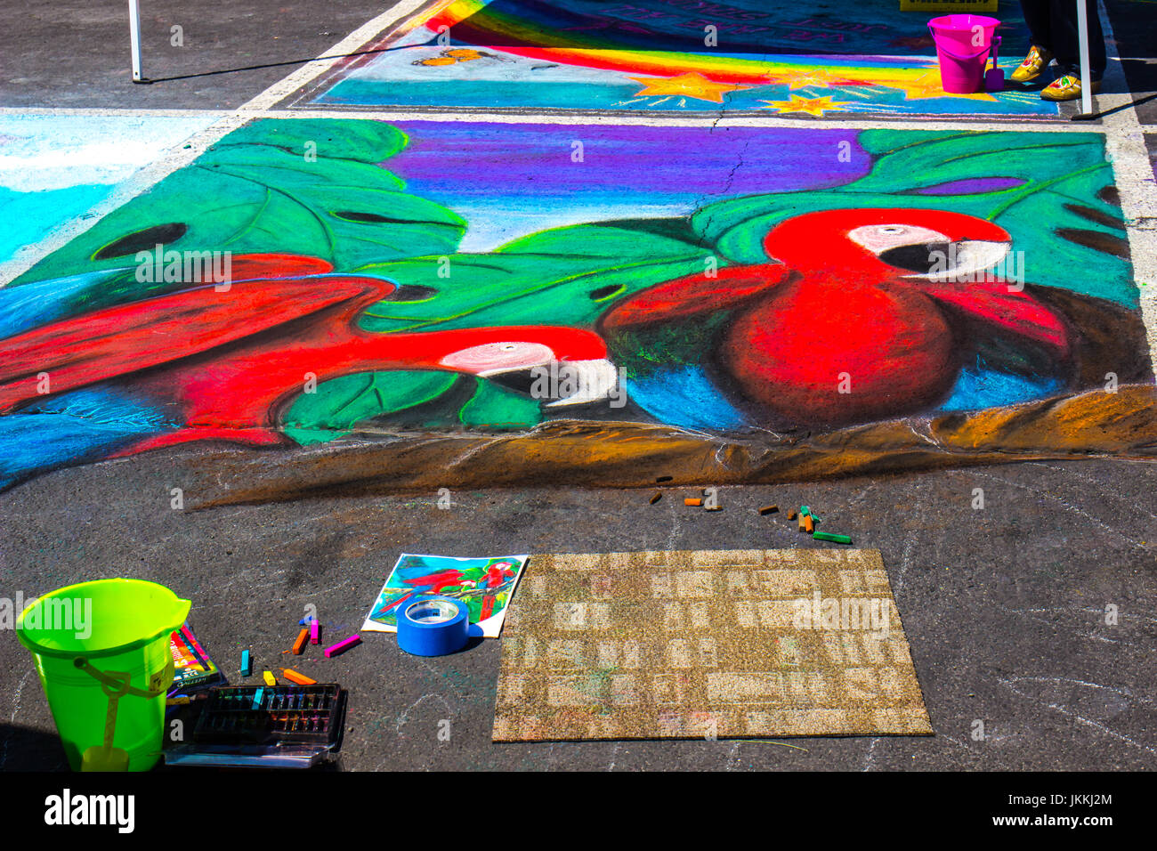 Chalk pappagalli a libero Chalk l'evento a piedi Foto Stock