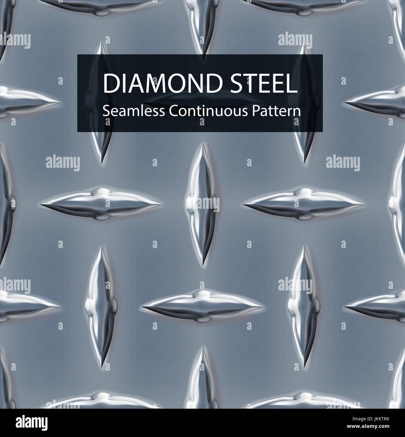 Un motivo quadrato senza cuciture di lamiere di acciaio a forma di diamante in tonalità di alluminio, ideale per le superfici industriali a parete o a pavimento. Illustrazione Vettoriale