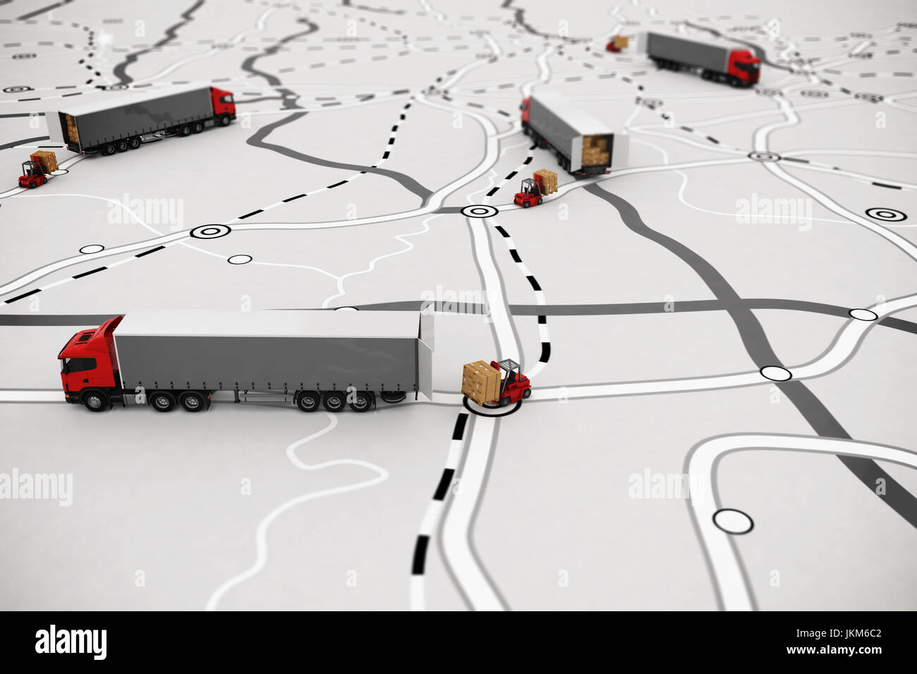 Il carico e lo scarico di merci su una mappa. Il rendering 3D Foto Stock
