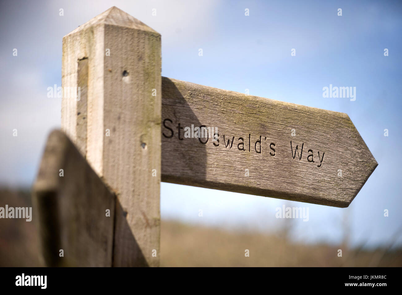 Saint Oswalds modo segno posto,Rothbury, Northumberland Foto Stock