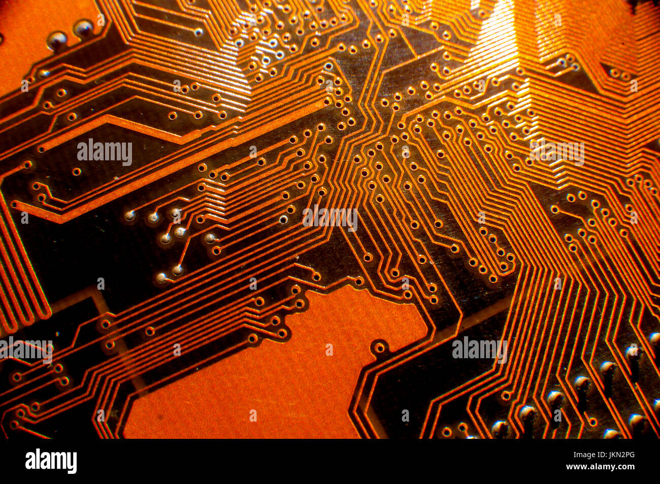 La scheda madre del computer dettaglio macro componenti di circuito Foto Stock