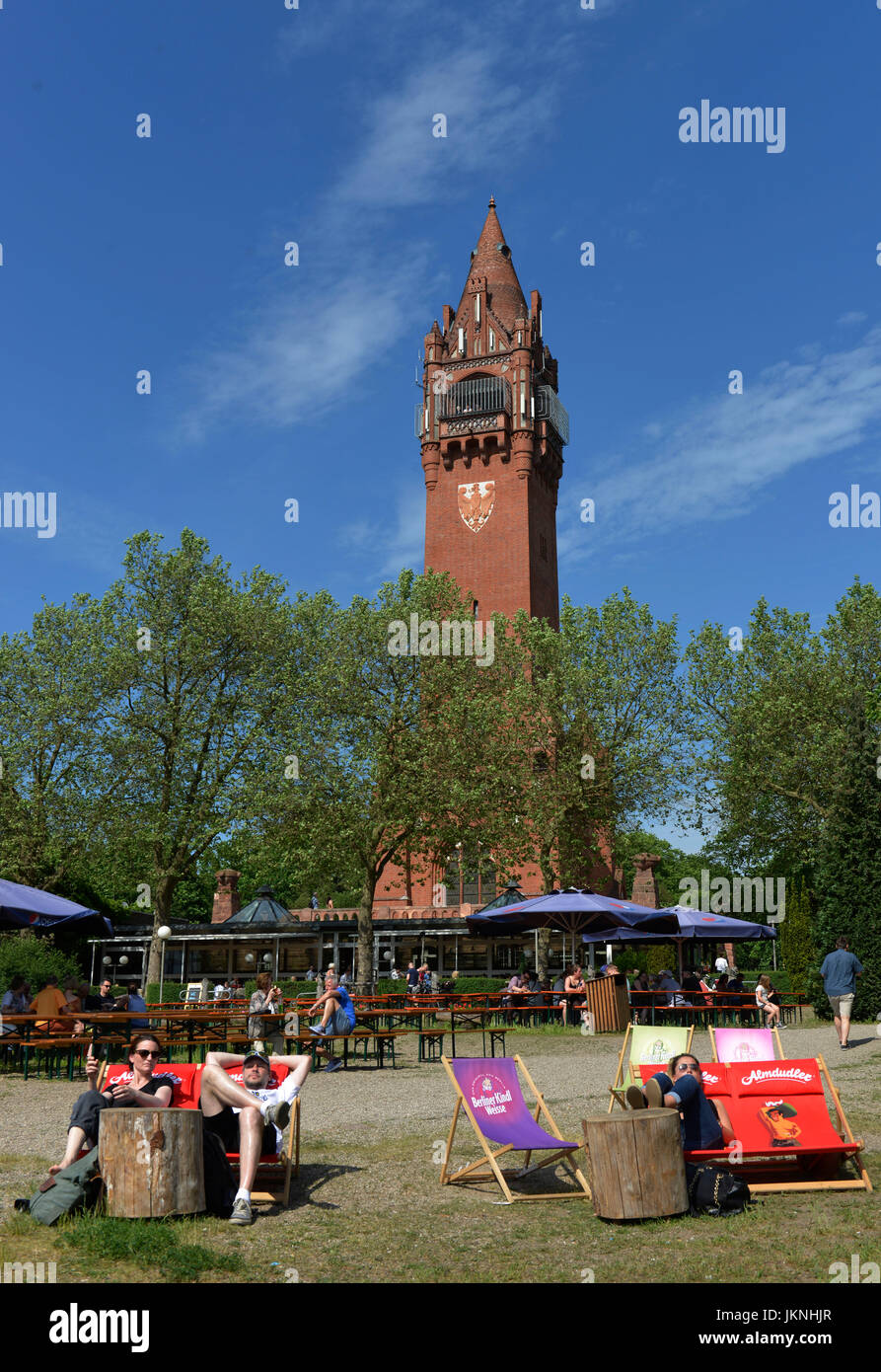 Giardino della birra, Grunewaldturm, Grunewald, Charlottenburg di Berlino, Germania, Biergarten, Deutschland Foto Stock