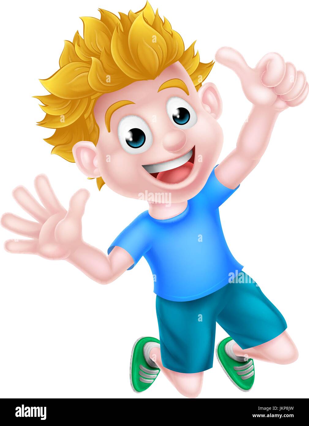 Happy Cartoon Boy Jumping Illustrazione Vettoriale