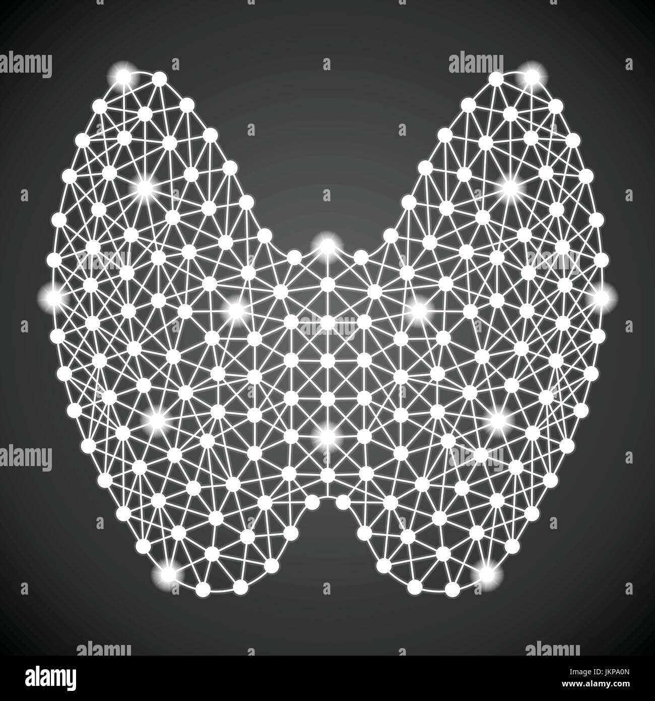 Tiroide umana isolata su uno sfondo nero. Illustrazione Vettoriale. Illustrazione Vettoriale