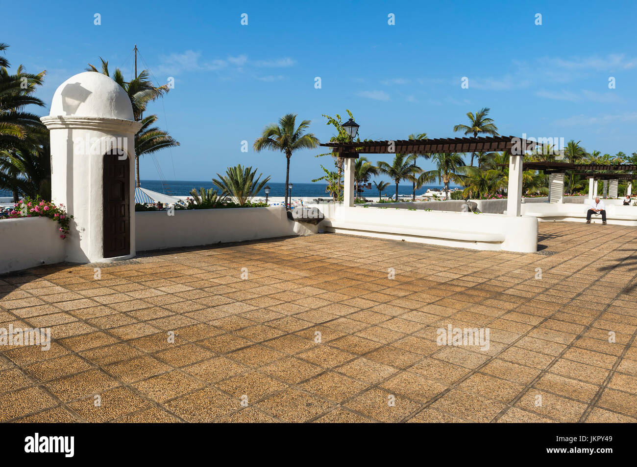 Parque Maritimo Cesar Manrique, Promenade, Puerto de la Cruz, Tenerife, Spagna Foto Stock