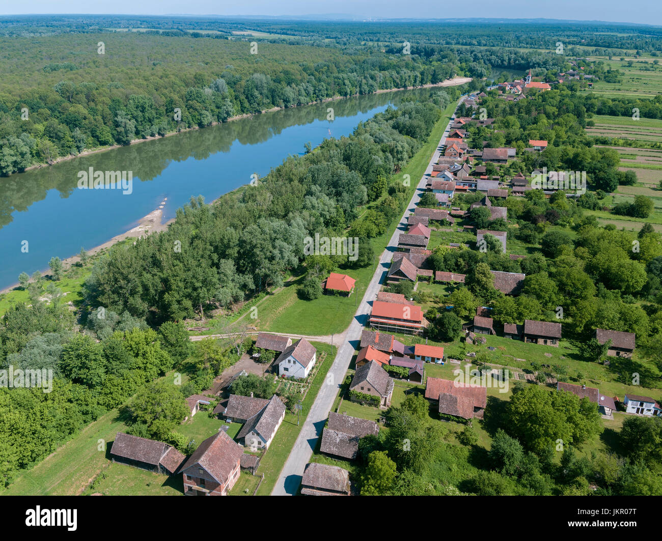 Villaggio Krapje in Lonjsko polje, Croazia Foto Stock