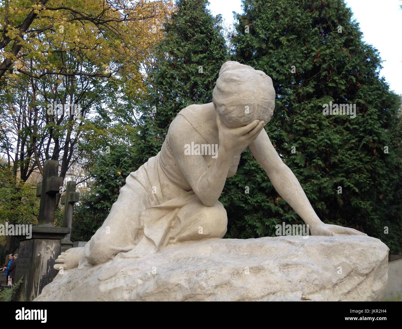Tomba statua, Powazki cimitero, Varsavia , Polonia Foto Stock
