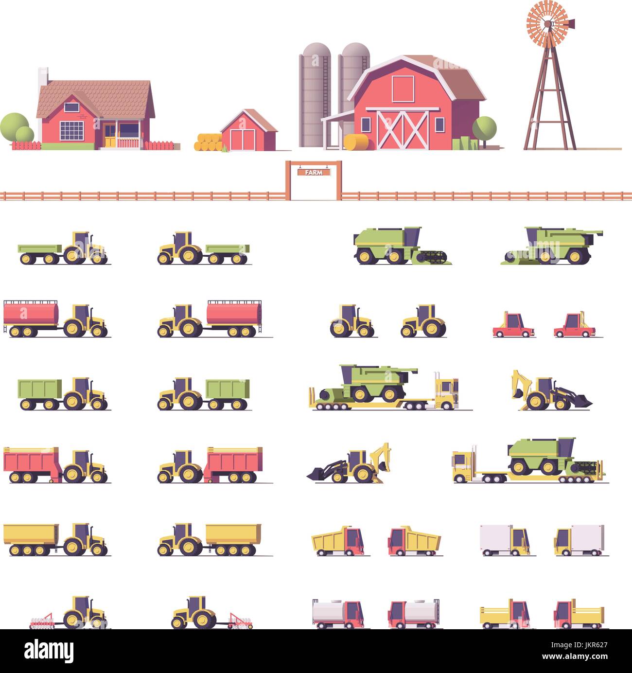 Vettore low poly macchine agricole Illustrazione Vettoriale