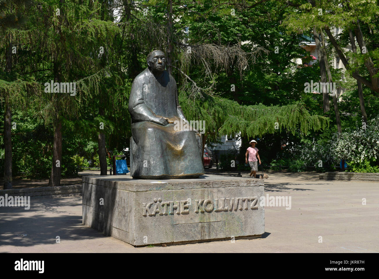 Kaethe Kollwitz monumento, luogo Kollwitz, Prenzlauer montagna, Pankow, Berlino, Germania, Kaethe-Kollwitz-Denkmal, Kollwitzplatz, Prenzlauer Berg, Deuts Foto Stock