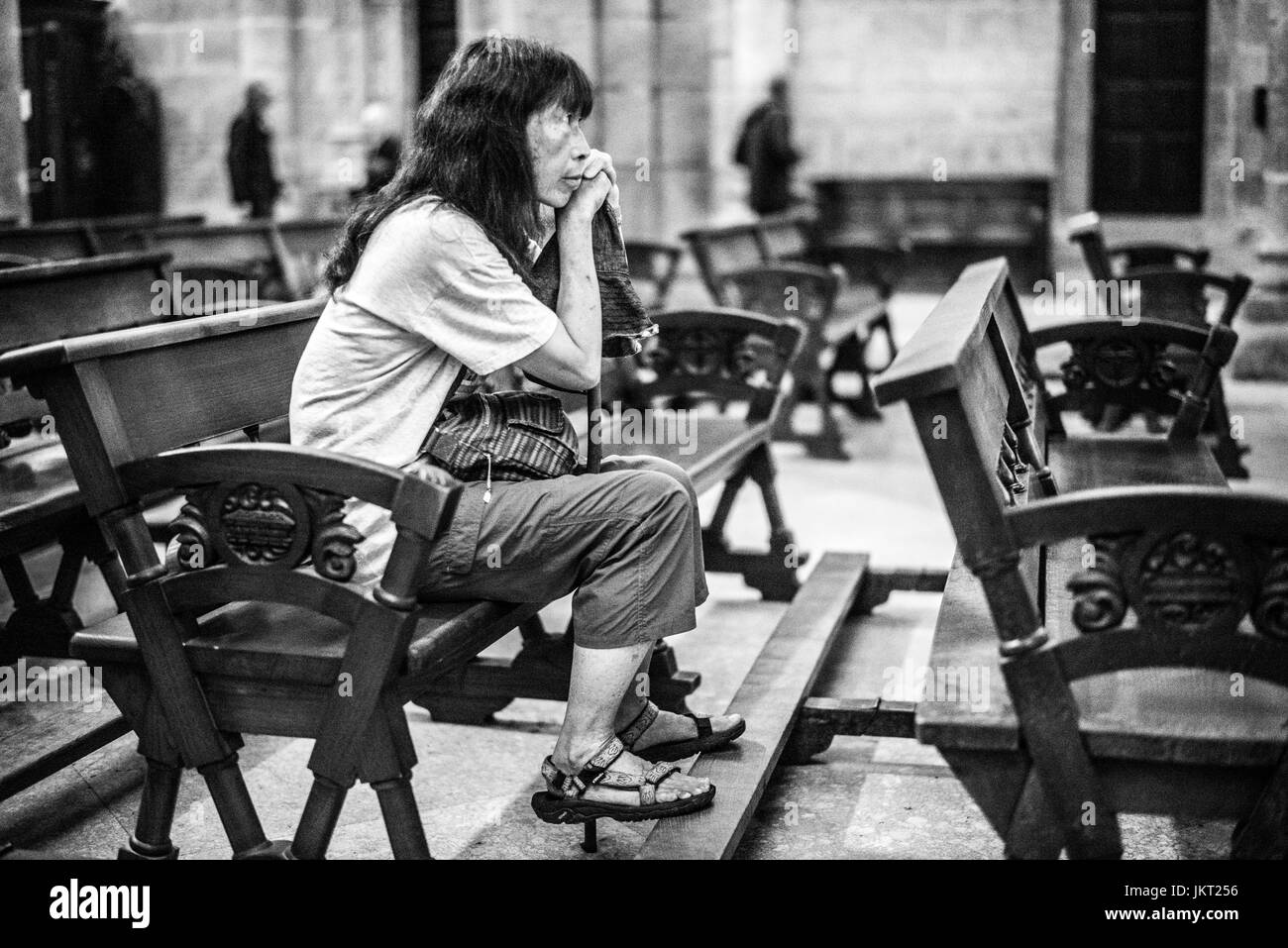 Pellegrini a Santiago de Compostela, A Coruña, Galizia, Spagna, Europa. Camino de Santiago. Foto Stock