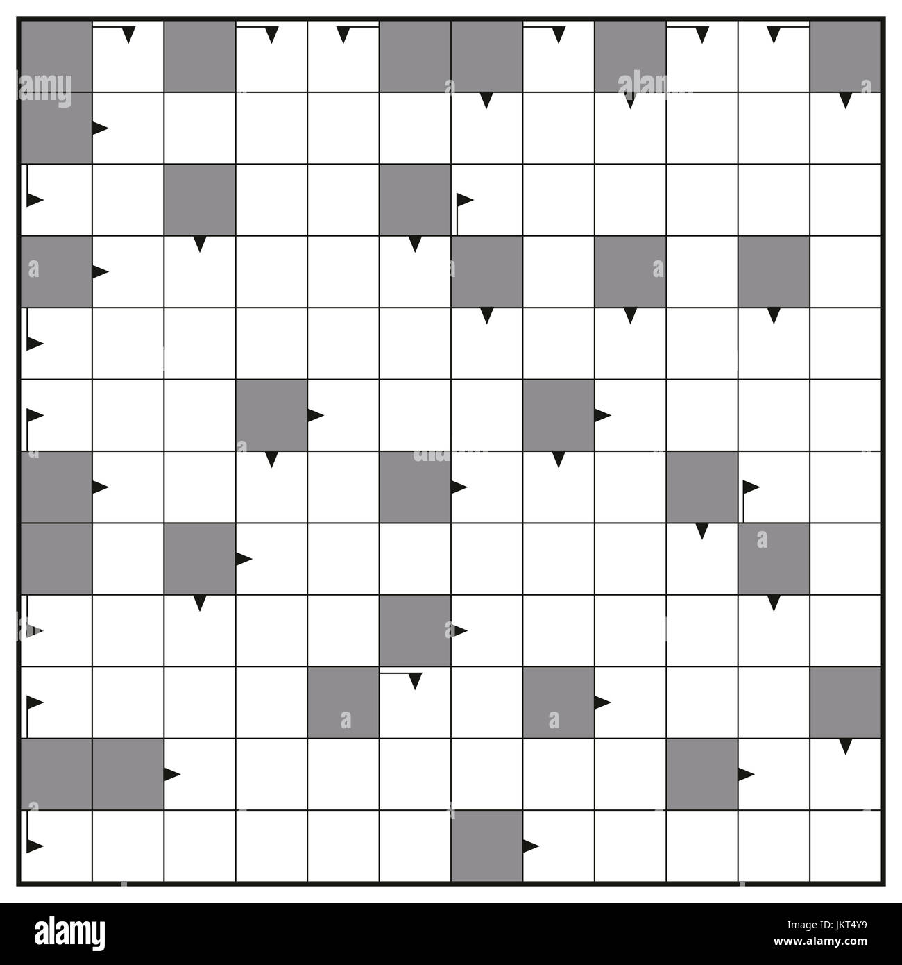 Il Cruciverba - vuoto cruciverba pattern, formato quadrato modello, inserire eventuali parole con uno a dodici lettere per un chiaro messaggio. Foto Stock