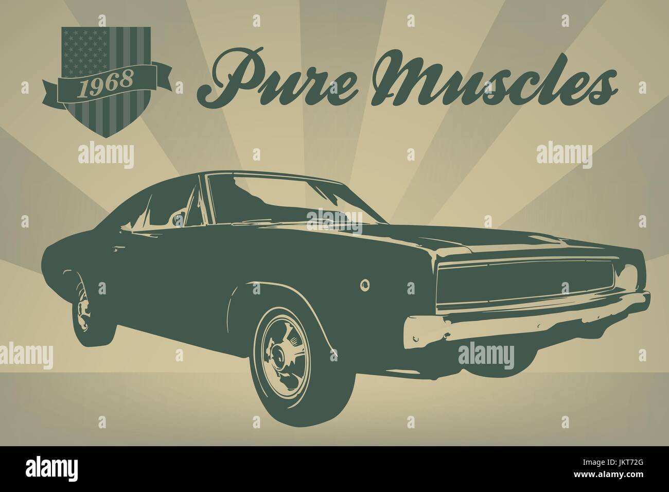 In stile vintage poster con american muscle car dal 1968 Illustrazione Vettoriale