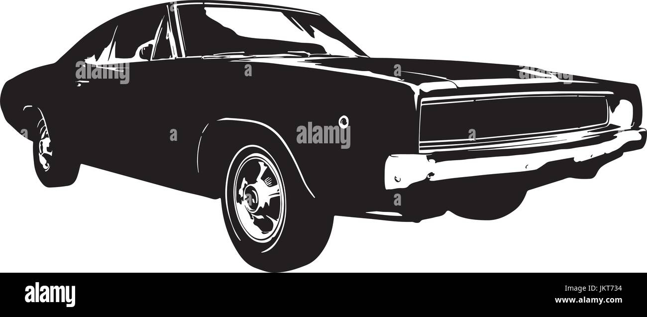 American vintage Muscle Car silhouette Illustrazione Vettoriale