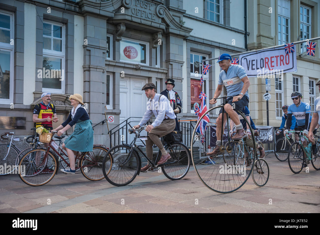 Penny Farthing nel vintage manifestazione ciclistica, Cumbria, basato a Ulverston. Foto Stock