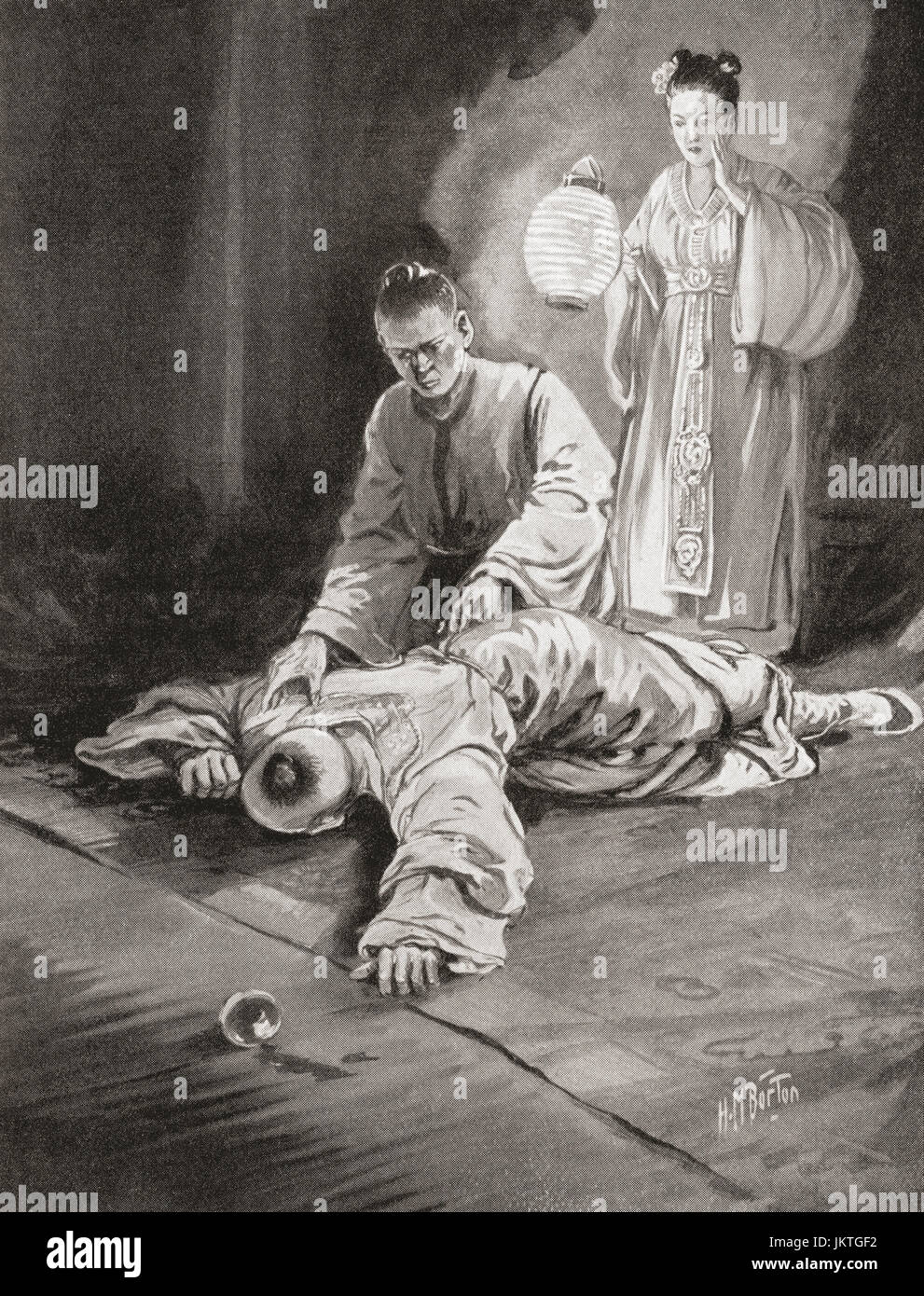 L'imperatore Taichang trovato morto dopo essere stata presumibilmente avvelenato da un funzionario amministrato un farmaco ha detto che era l'elisir di lunga vita. L'imperatore Taichang, 1582 - 1620, nome personale Zhu Changluo. Quattordicesima imperatore della dinastia Ming in Cina. Da Hutchinson nella storia delle nazioni, pubblicato 1915. Foto Stock