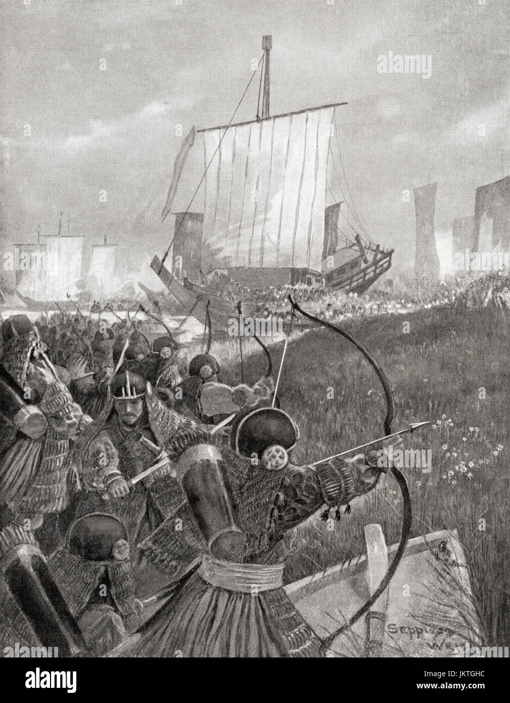 Il Giapponese seconda invasione della Corea nel 1597. Da Hutchinson nella storia delle nazioni, pubblicato 1915. Foto Stock