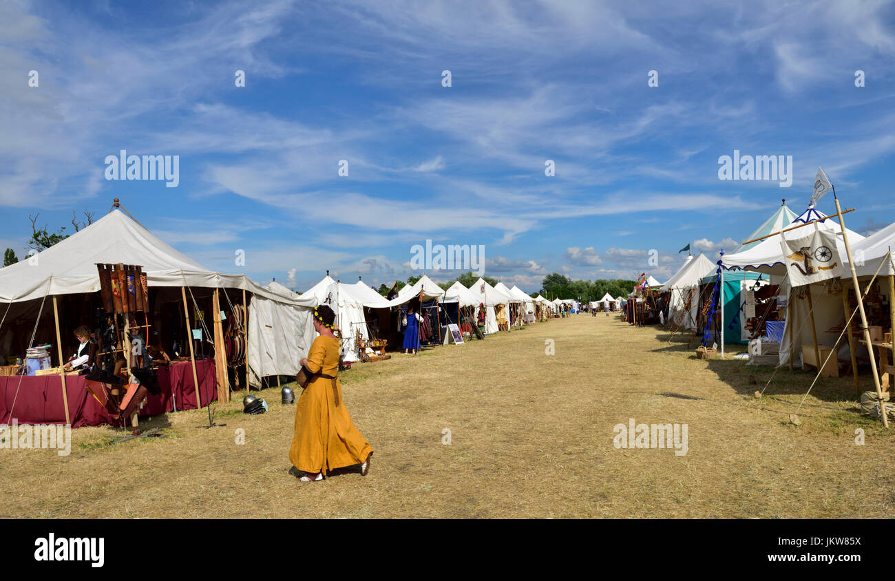 Tented bancarelle di Tewkesbury Festival medievale, 2017 Foto Stock