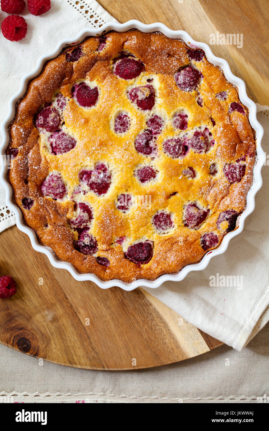Clafoutis di lamponi Foto Stock
