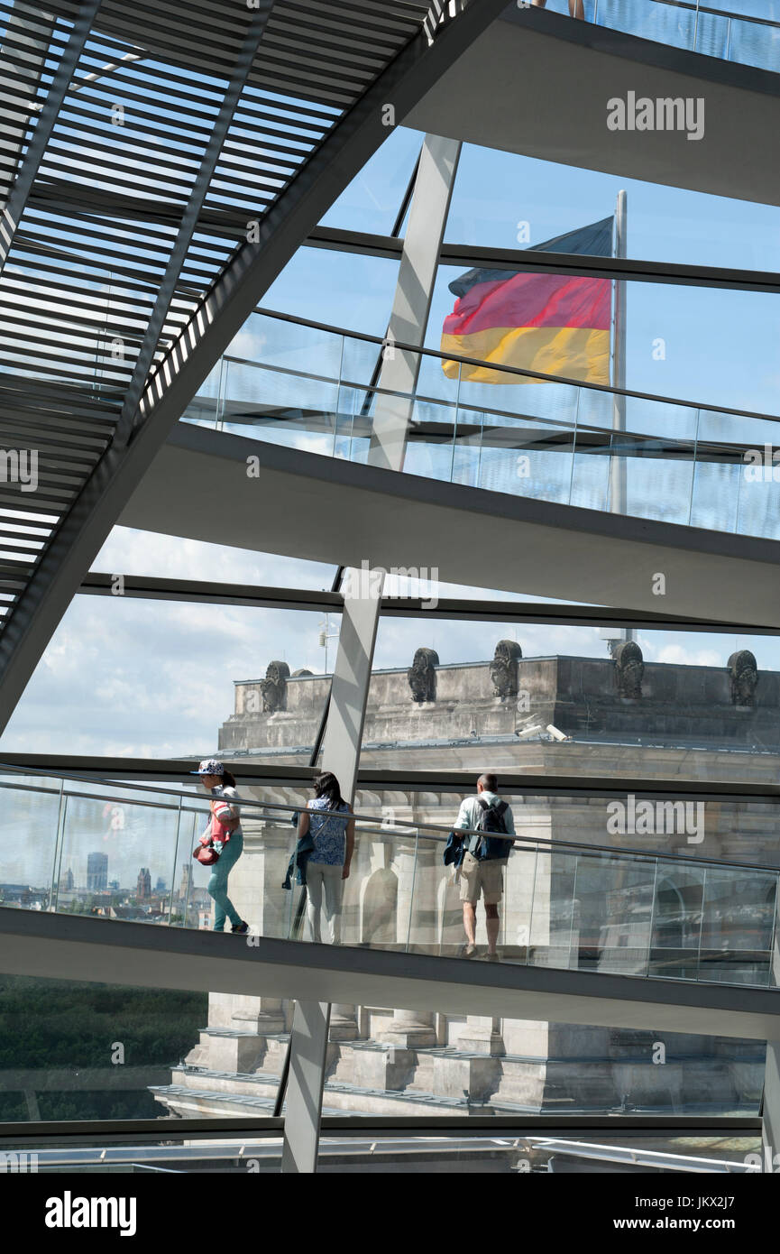 Interno del Reichstag cupola di vetro, Berlino, Germania Foto Stock