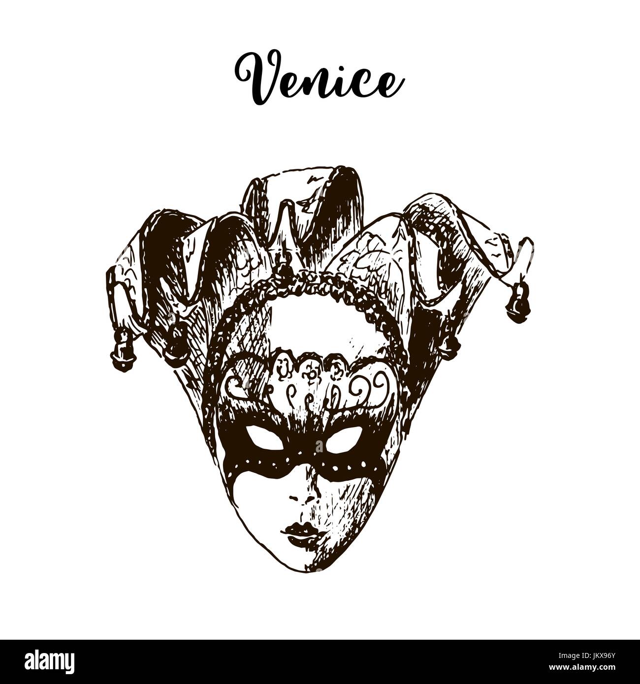 Maschera di carnevale icona isolato. Venezia Illustrazione Vettoriale