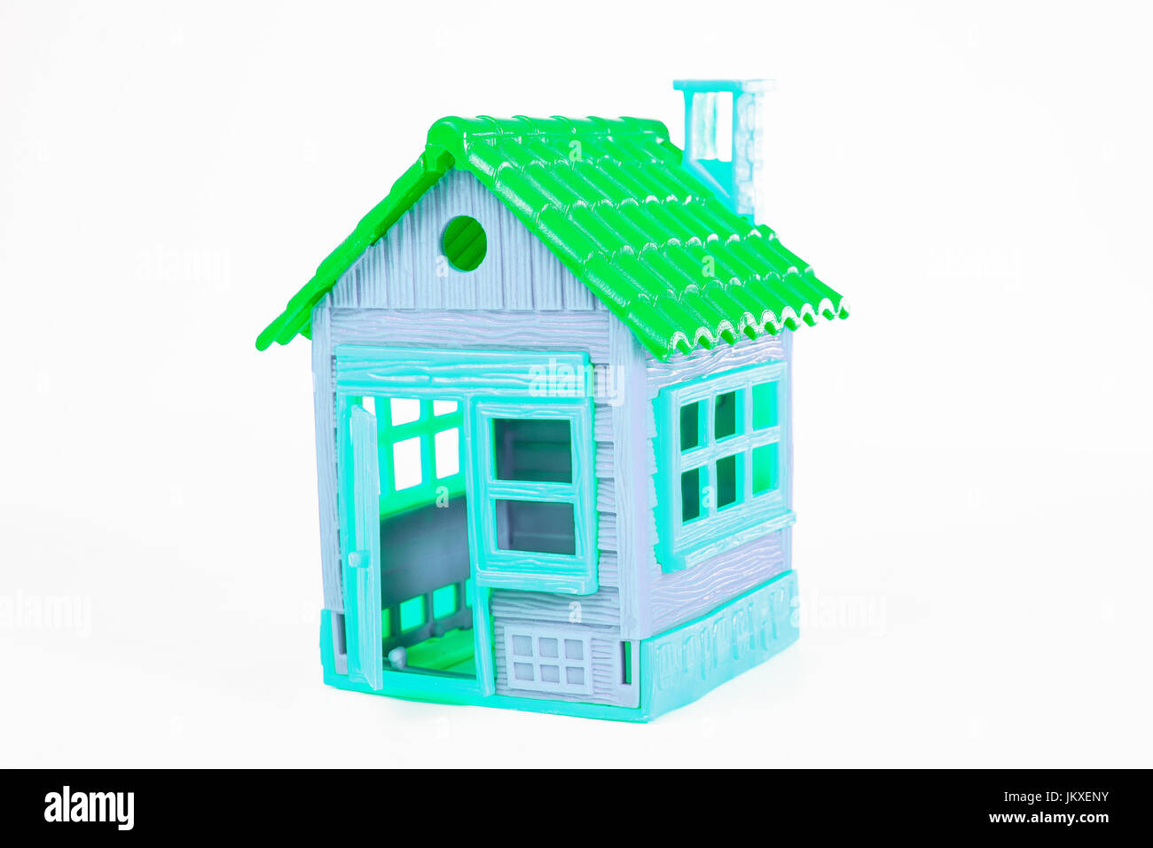 Verde Blu toy house Foto Stock