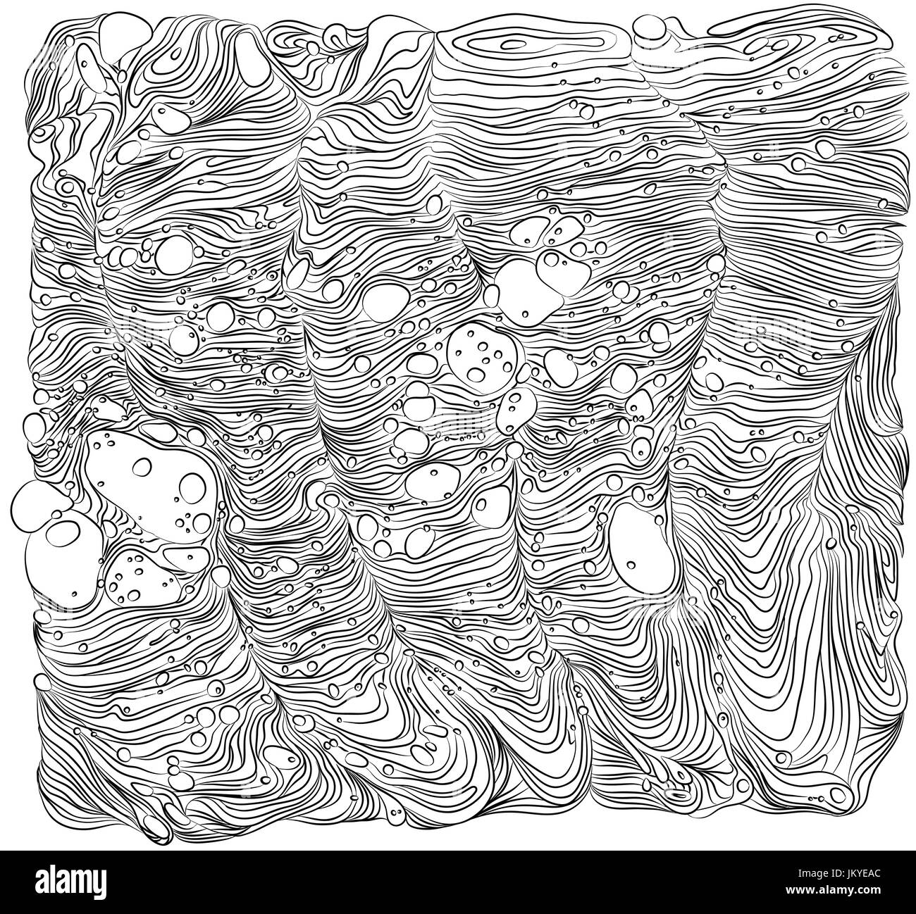 Bianco e nero disegno vettoriale. Sfondo monocromatico con ornamenti astratto onde. Illustrazione dell'onda. Illustrazione Vettoriale