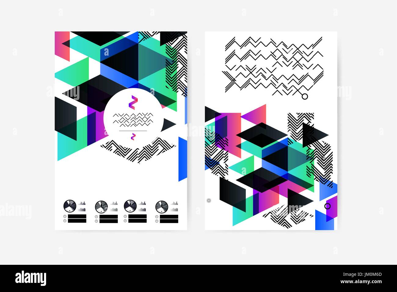 Trendy geometrica lo sfondo dell'illustrazione, cartellone, Memphis stile geometrico piatto e 3d elementi di design. Arte Retro per copertine, banner, volantini e post Illustrazione Vettoriale