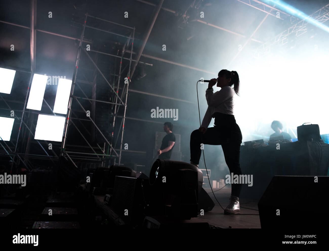 BONTIDA, ROMANIA - Luglio 16, 2017: Tedesco digital band hardcore, Atari Teenage Riot eseguendo un concerto dal vivo presso il castello di elettrico festival Foto Stock