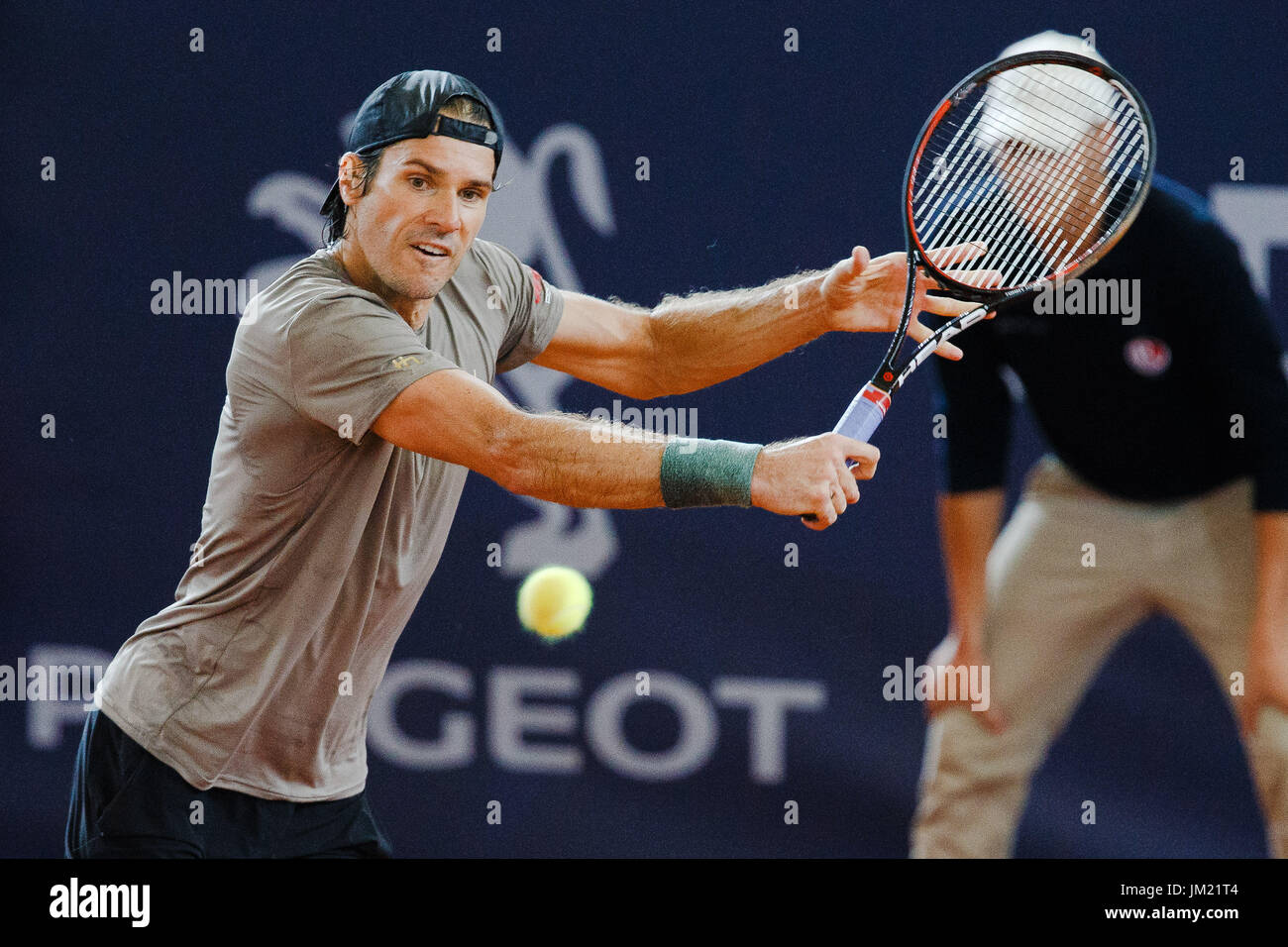 Amburgo, Germania, 25 Luglio 2017: Germanyman veterano Tommy Haas durante l'ultima partita della sua carriera presso la Germanyman Open 2017 a Amburgo Rothenbaum. Credito: Frank Molter/Alamy Live News Foto Stock