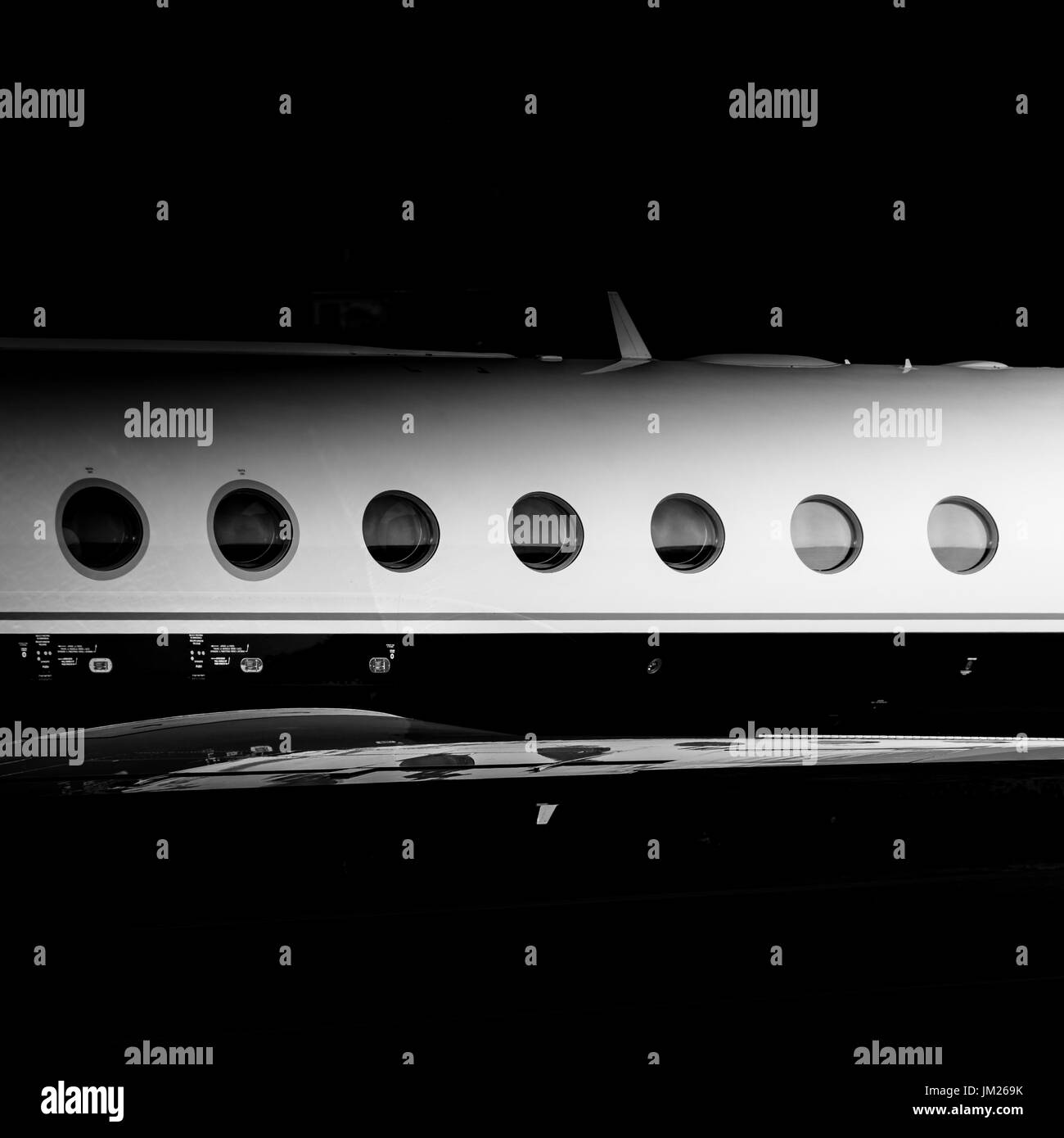 Gulfstream G500 Round Windows in bianco e nero. Foto Stock