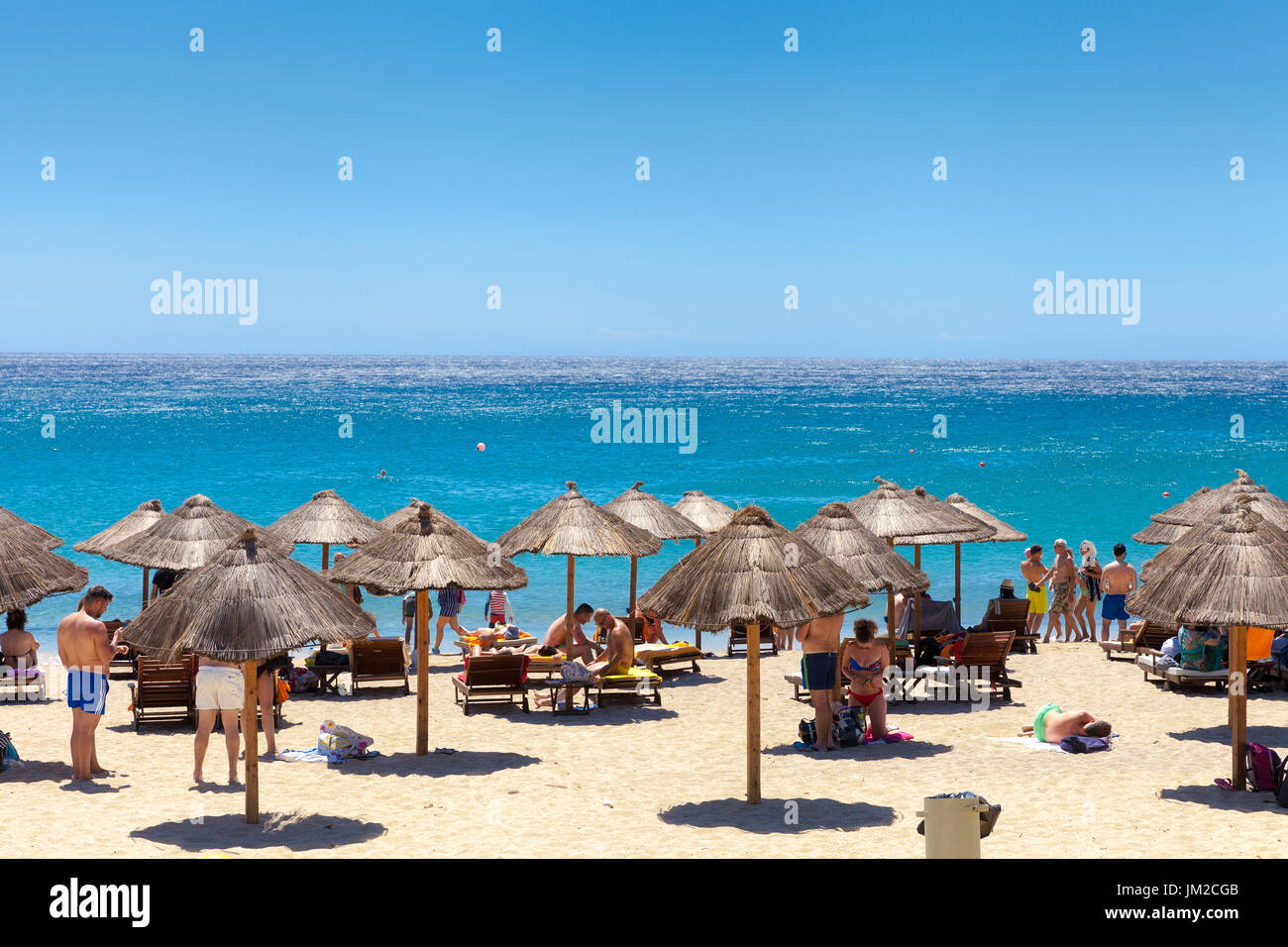 Spiaggia di Kalafatis a Mykonos Foto Stock