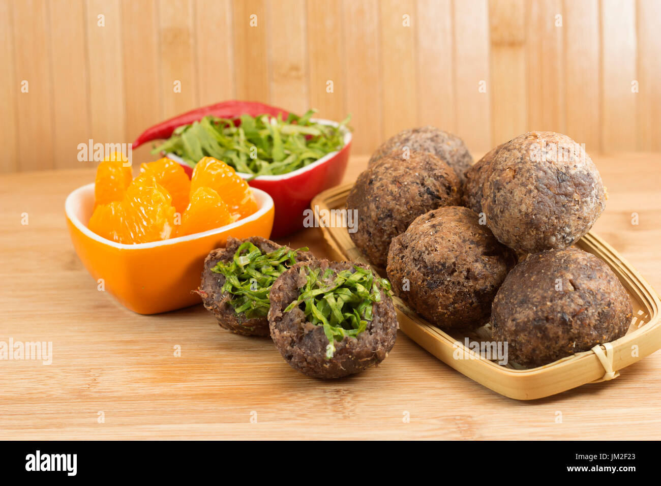 Cibo brasiliano Bolinho de feijoada. Foto Stock