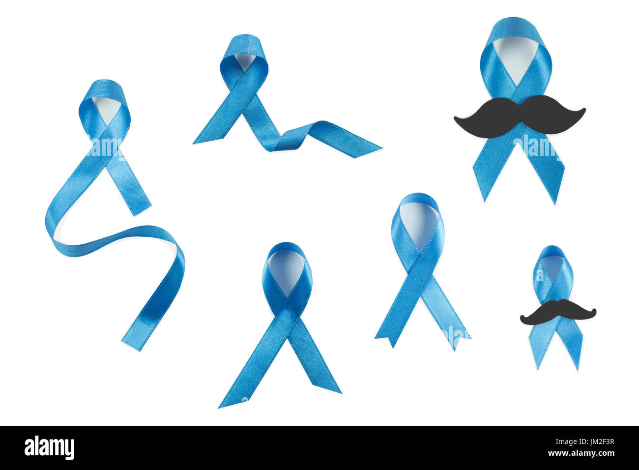 Blue Ribbon di sensibilizzazione raccolta con e senza baffi. Foto Stock