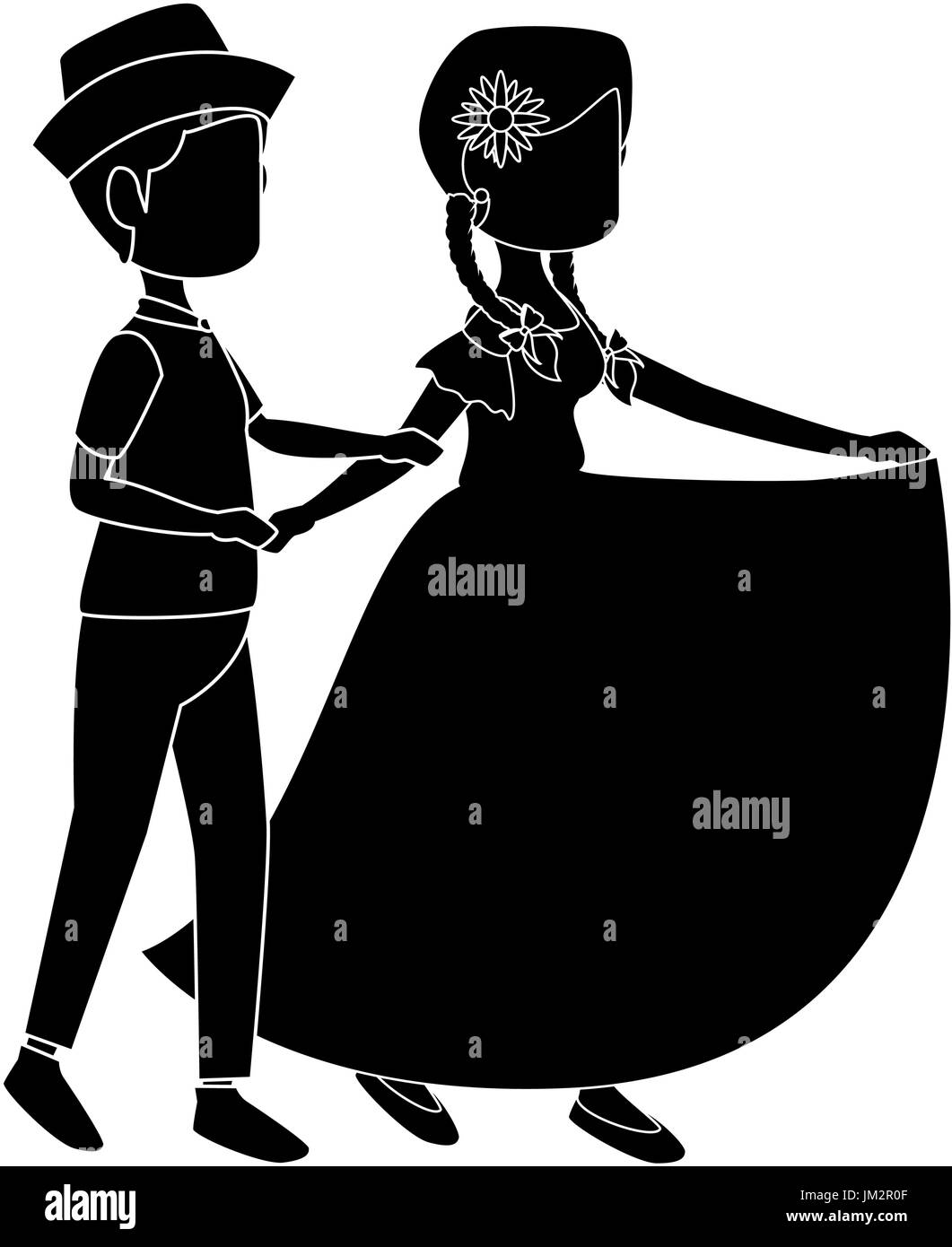 Isolati contadini coppia danzante Illustrazione Vettoriale