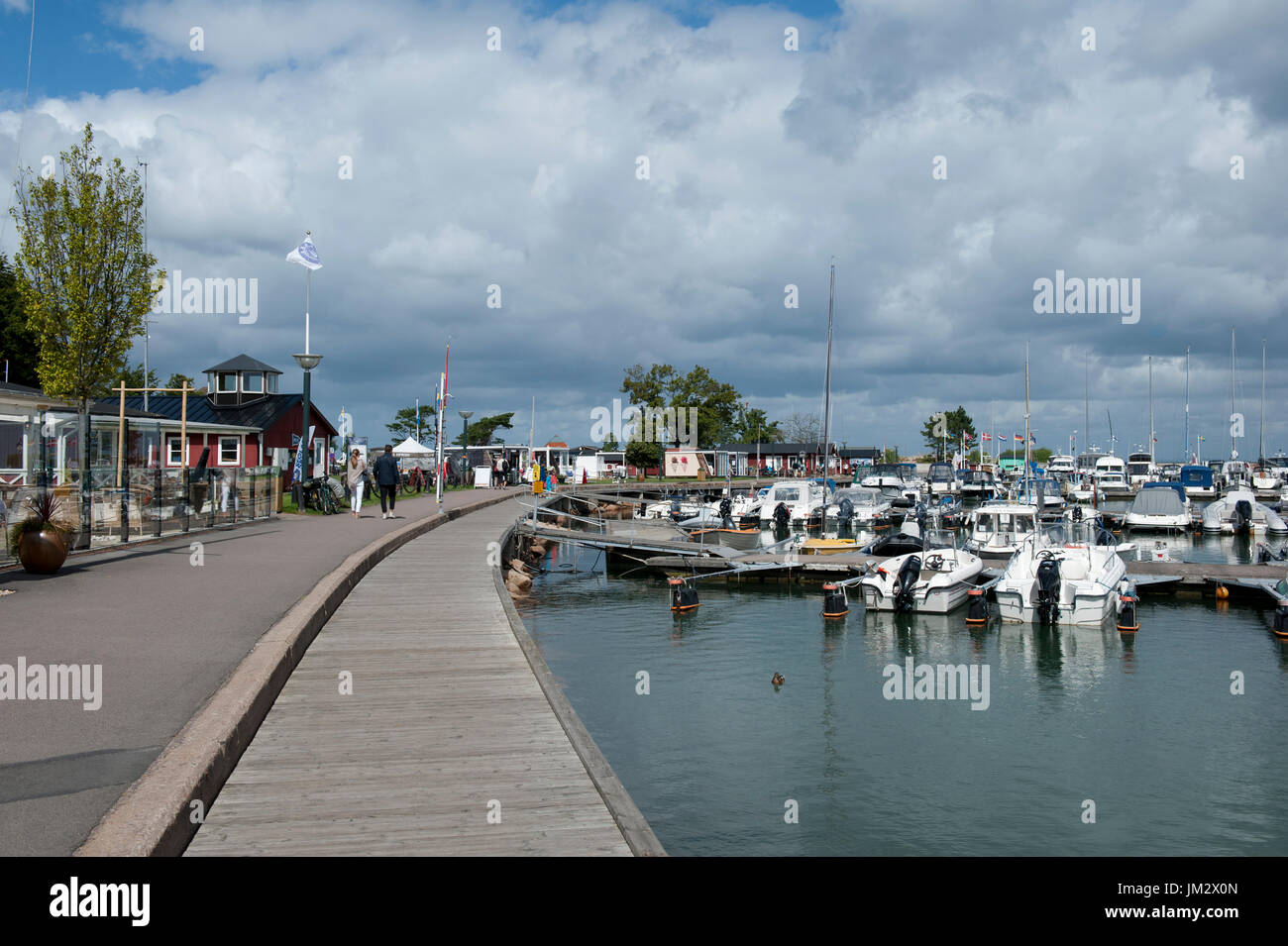 Una vista del porto di Bastad, Skane, Svezia Foto Stock