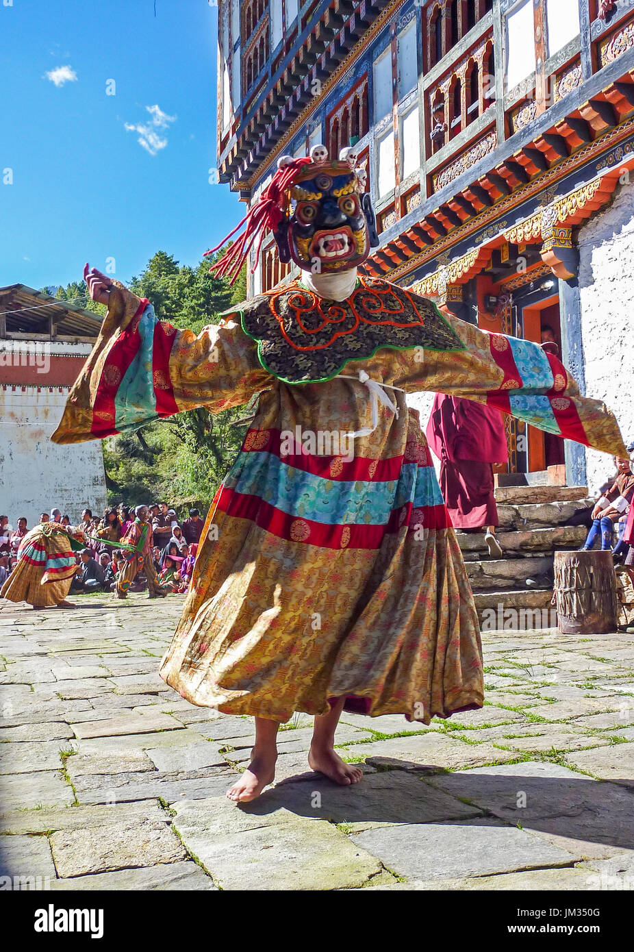 Tradizionale festa buddista in Bumthang, Bhutan Foto Stock