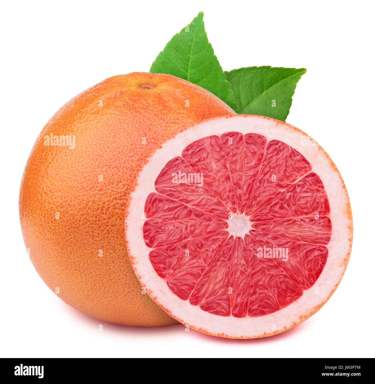 Pompelmo con fetta isolato su bianco Foto Stock
