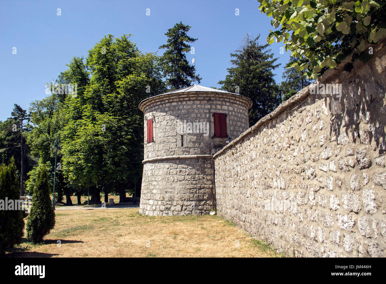 Cetinje, Montenegro - la ex residenza del Prince-Bishop montenegrino Petar II Petrovic Njegos (1813-51) denominata BILJARDA (Biliardo Palace) Foto Stock