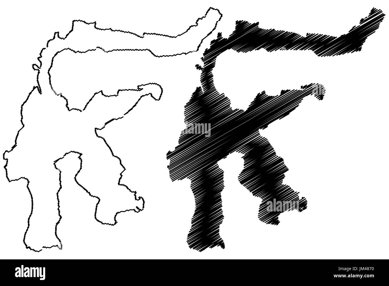 Sulawesi mappa illustrazione vettoriale, scribble schizzo Sulawesi Illustrazione Vettoriale