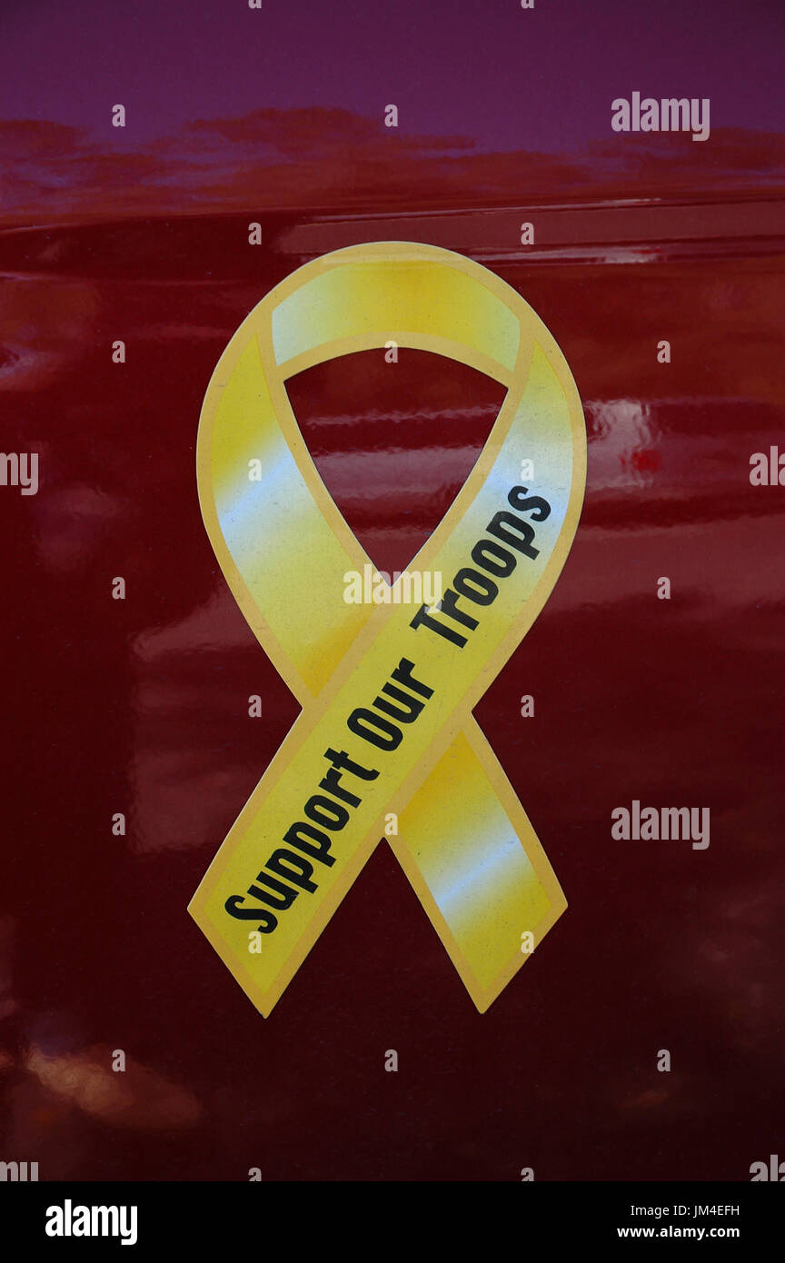 Il supporto delle nostre truppe auto vignetta. Foto Stock