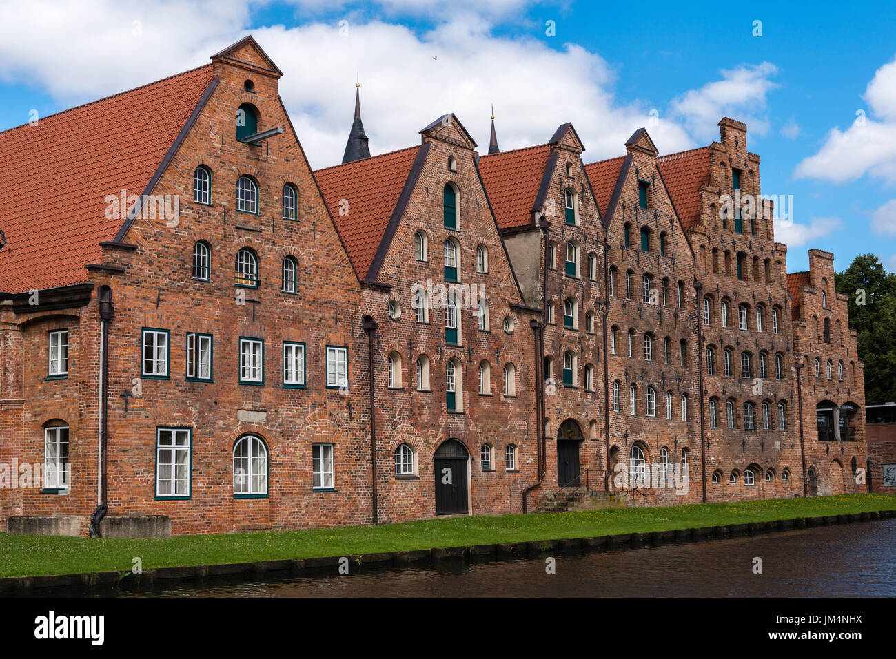 Vecchi magazzini per la importati Luneburg sale, città anseatica di Lubecca, patrimonio mondiale dell UNESCO, Mar Baltico, Schleswig-Holstein, Germania, Europa Foto Stock