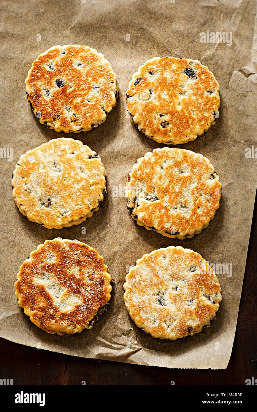 Torta gallese con uve secche di Corinto e per lo zucchero Foto Stock