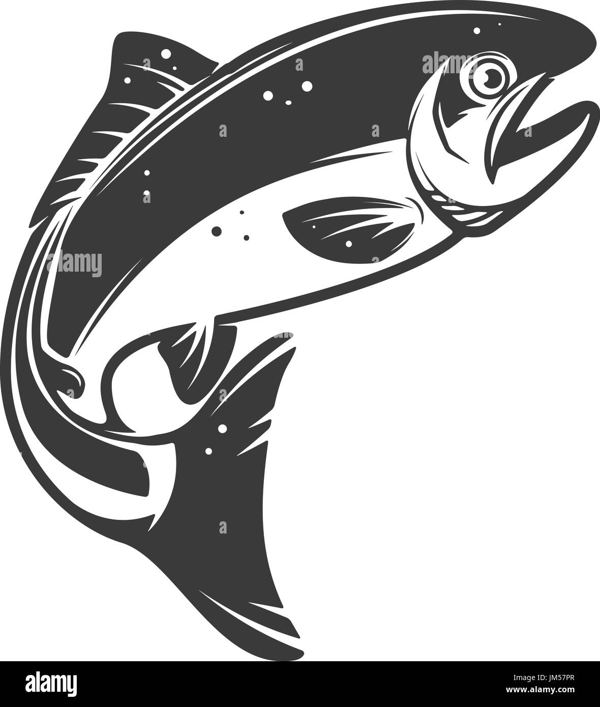 Trota di icone di pesce isolato su sfondo bianco. Elemento di design per il logo, l'etichetta, emblema, segno, il marchio. Illustrazione Vettoriale. Illustrazione Vettoriale